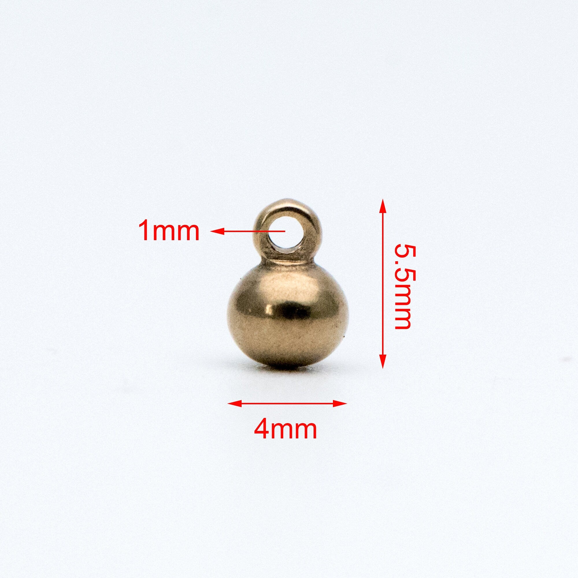 20pcs Raw Brass Round Charm Pendants, 4mm/ 6mm Ball, Brass Findings Wholesale (RB-178)